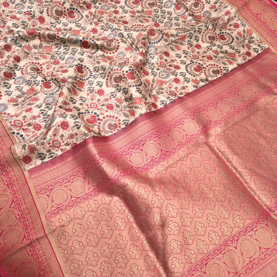 Gulabo Collection – Ivory Petals with Floral Border for women