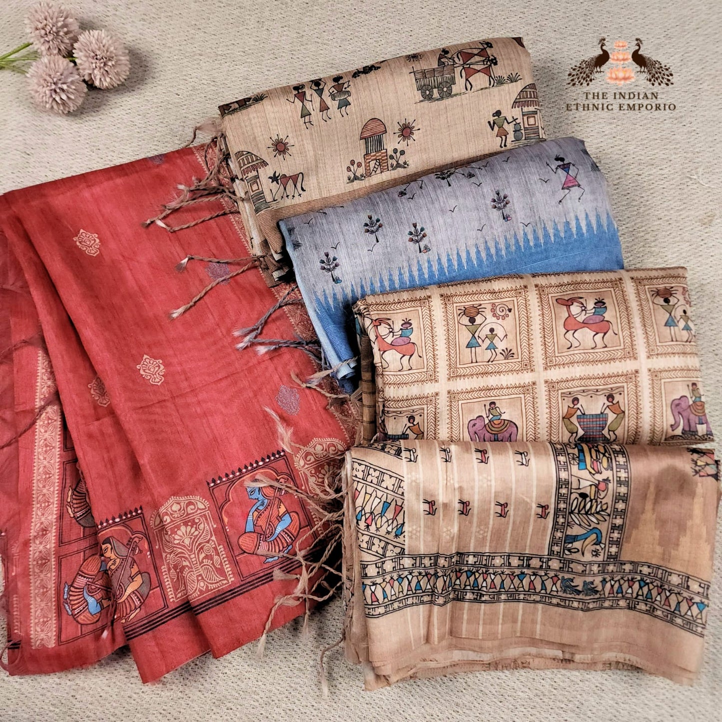 Tribal Print Bhagalpuri Silk Sarees