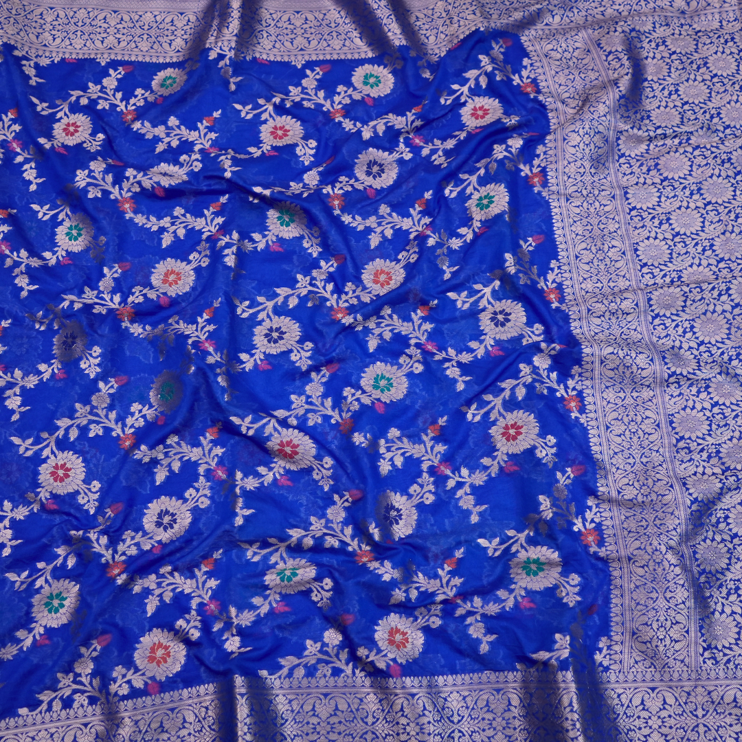 Gulnaaz - Blue Khaddi Georgette saree with Zari weaving work for women