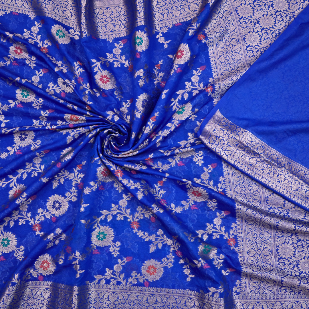Gulnaaz - Blue Khaddi Georgette saree with Zari weaving work for women