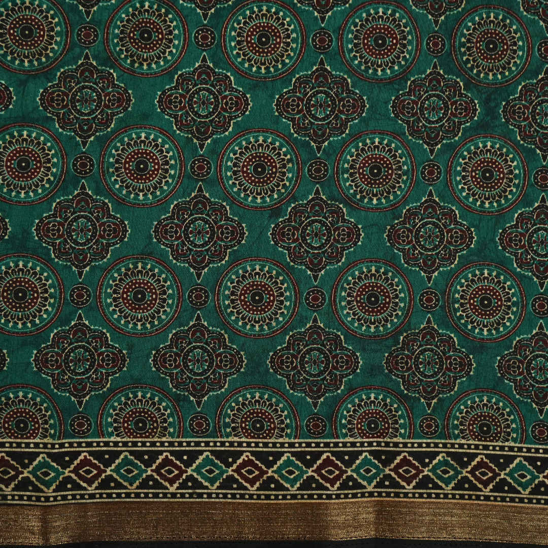 Tara Sitara - Cotton Blend Sarees in Elegant Pine Green & Maroon Color