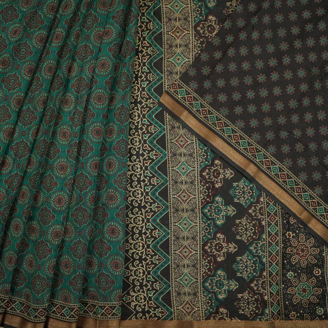 Tara Sitara - Cotton Blend Sarees in Elegant Pine Green & Maroon Color