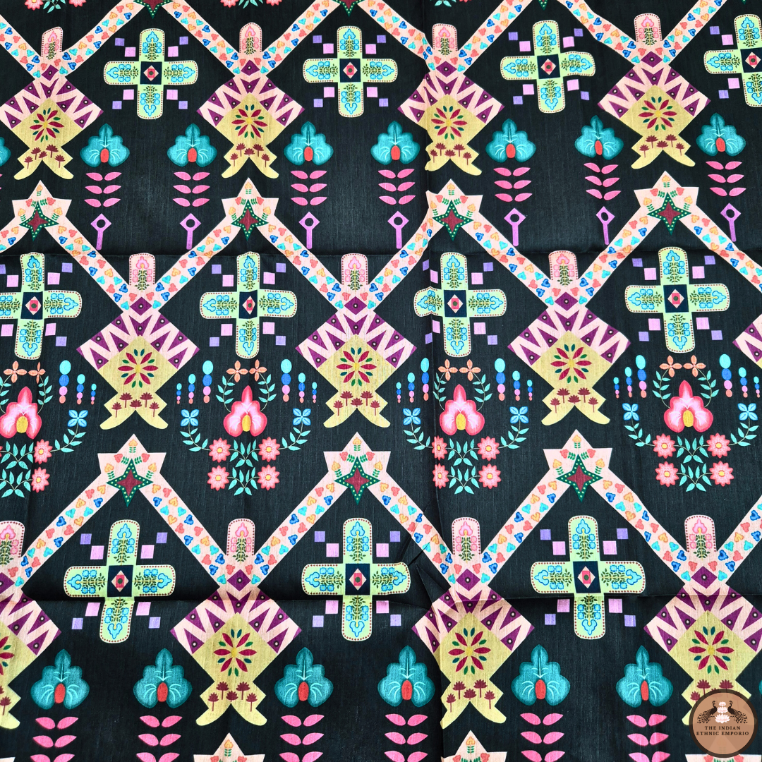 Satrangi Atrangi - Grey & black color Animal print Premium Gicha Silk Saree for Women