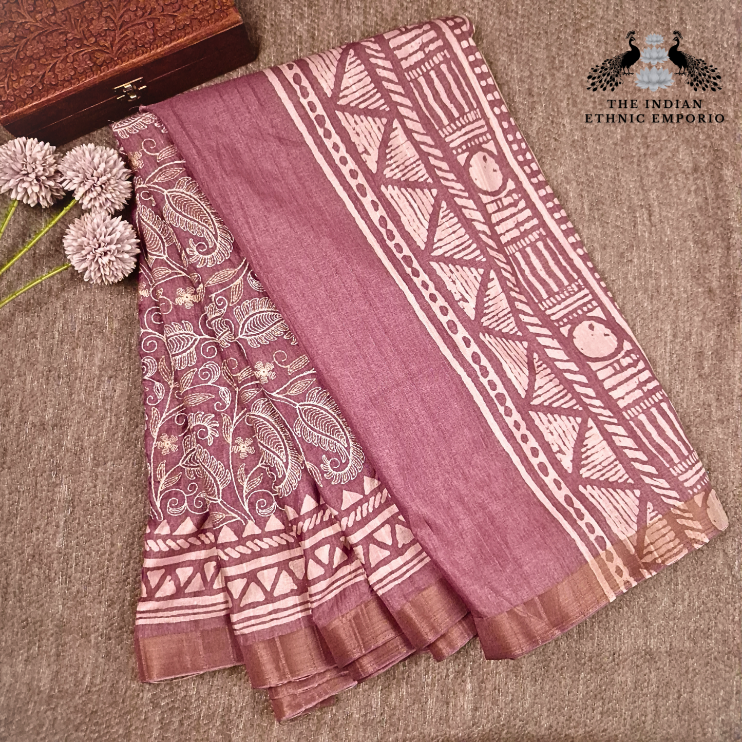 Bhagalpuri Silk Saree With Lucknowi Chikankari