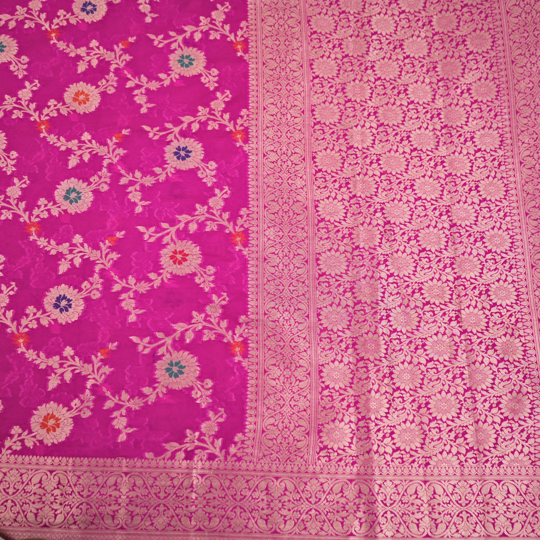 Gulnaaz - Magenta Khaddi Georgette saree with Zari weaving work for women