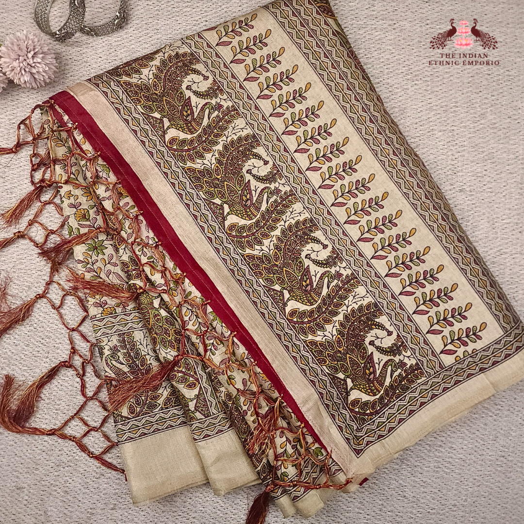 Meenakari Print Organic Silk Sarees