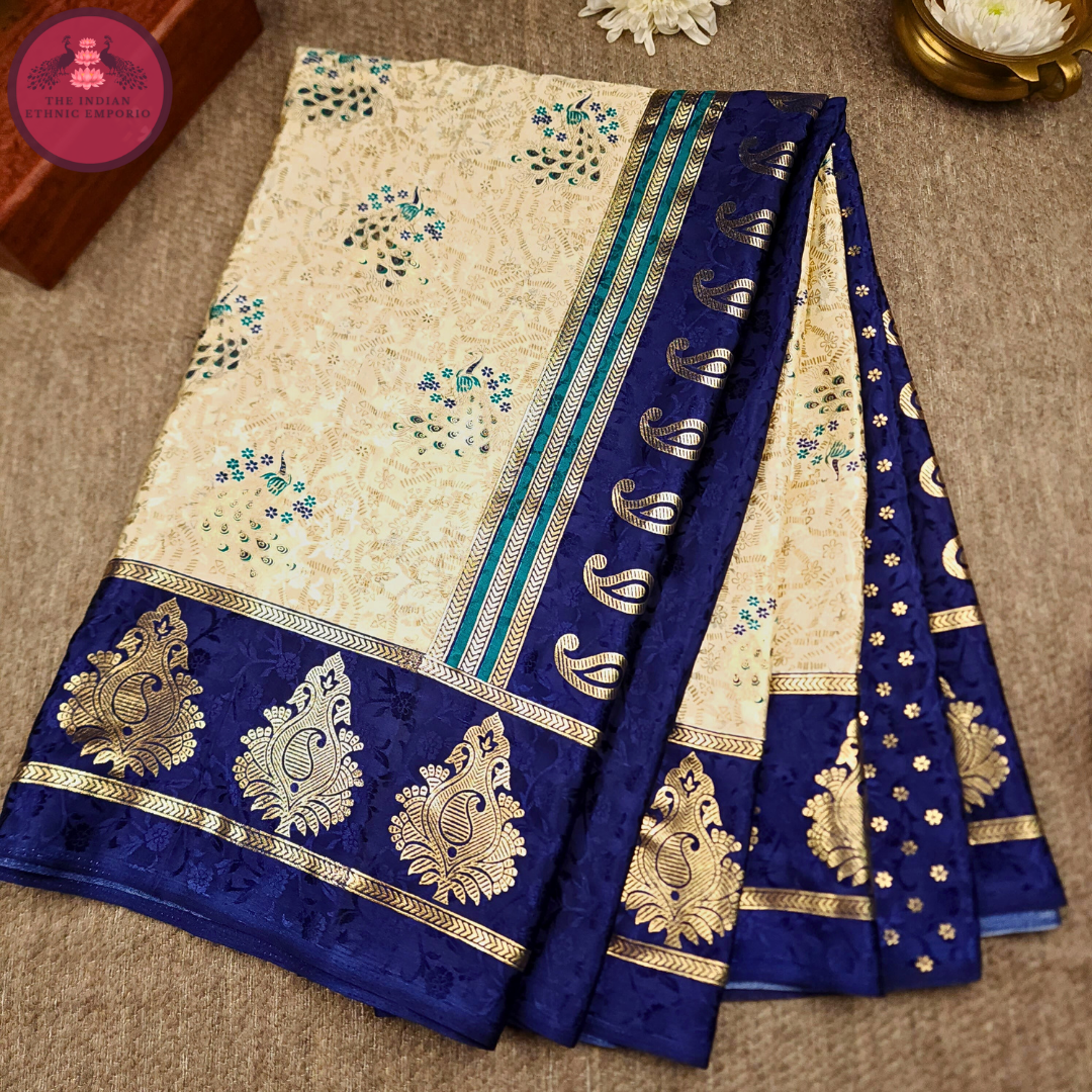 MULBERRY SILK SAREES WITH GOLD FOIL WORK
