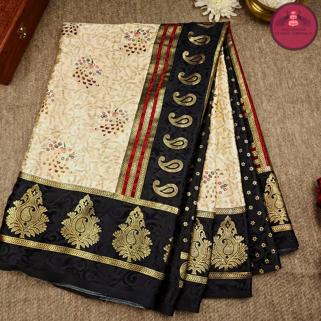 MULBERRY SILK SAREES WITH GOLD FOIL WORK