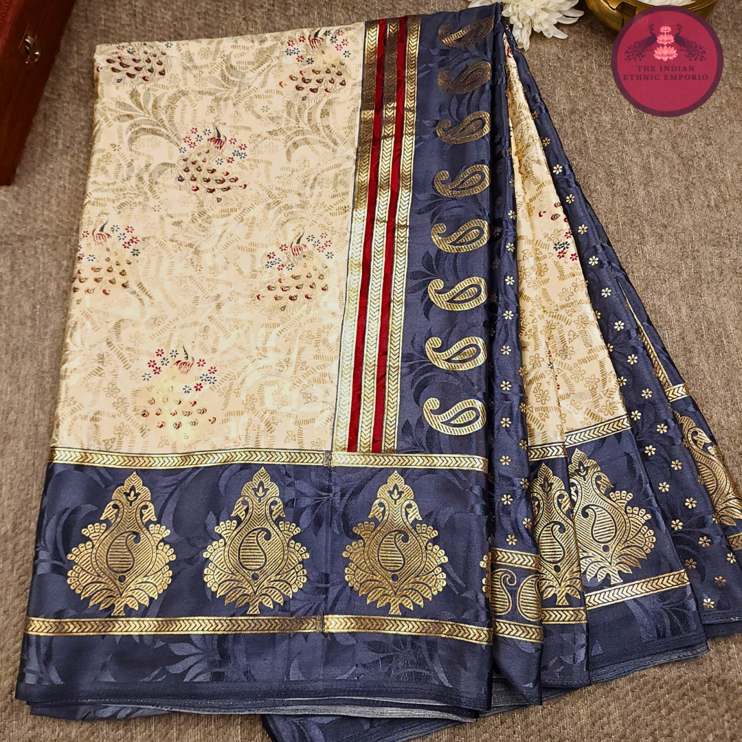 MULBERRY SILK SAREES WITH GOLD FOIL WORK
