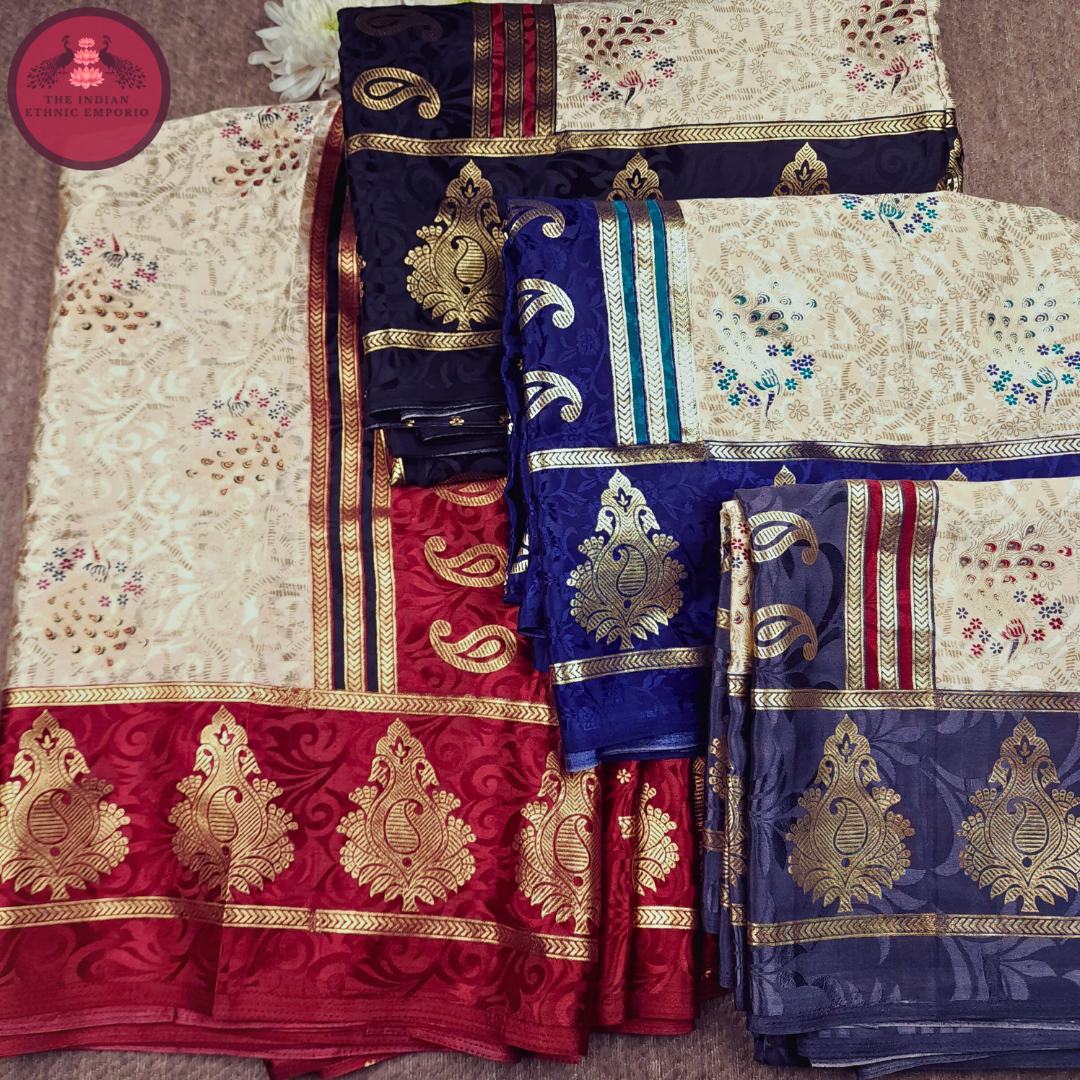 MULBERRY SILK SAREES WITH GOLD FOIL WORK