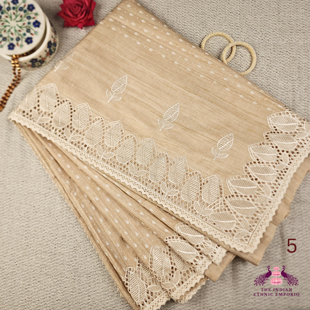 Non Dyed Pure Silk Sarees with Lucknowi Embroidery