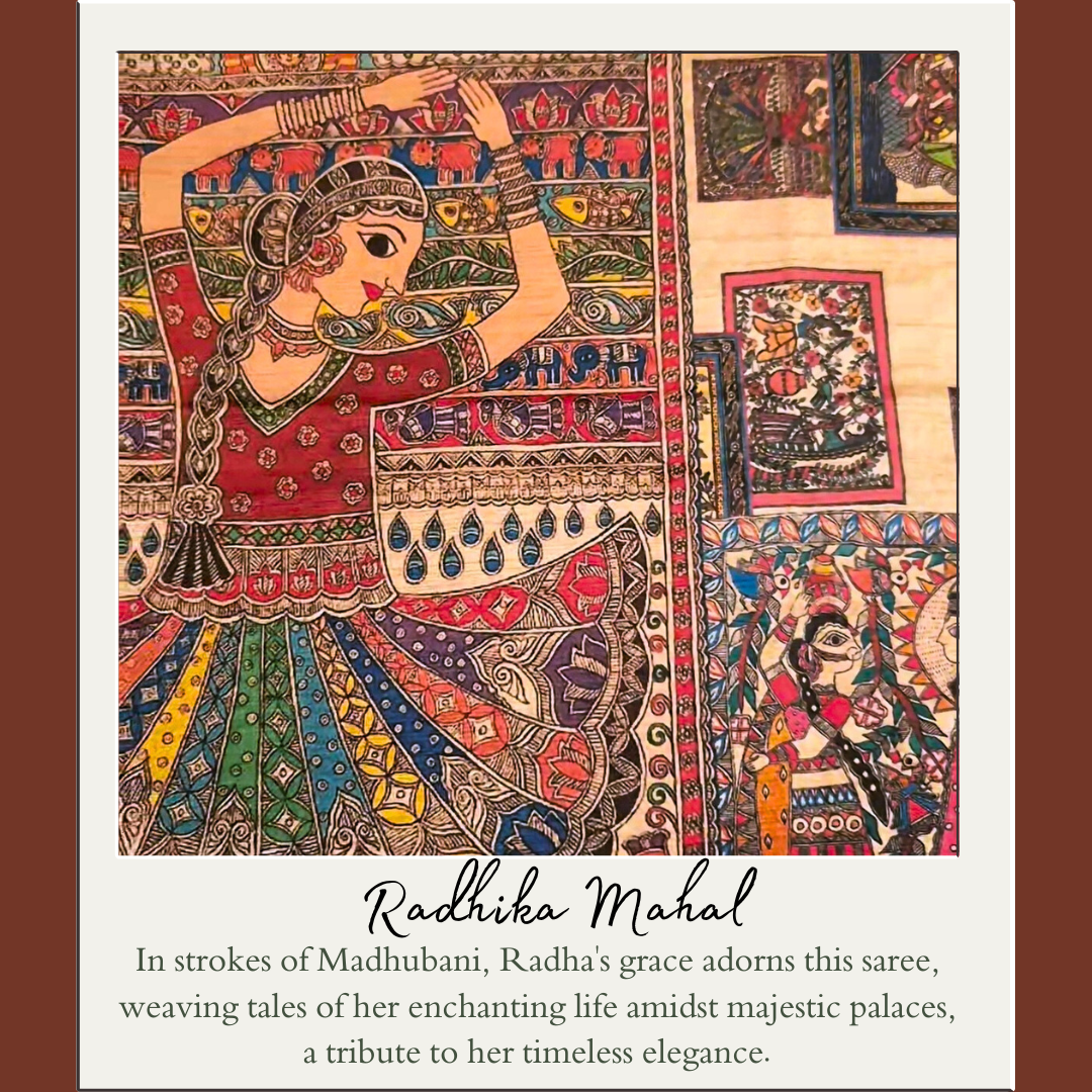 madhubani print saree - Radhika Mahal- inspired from Shri Radha Krishna
