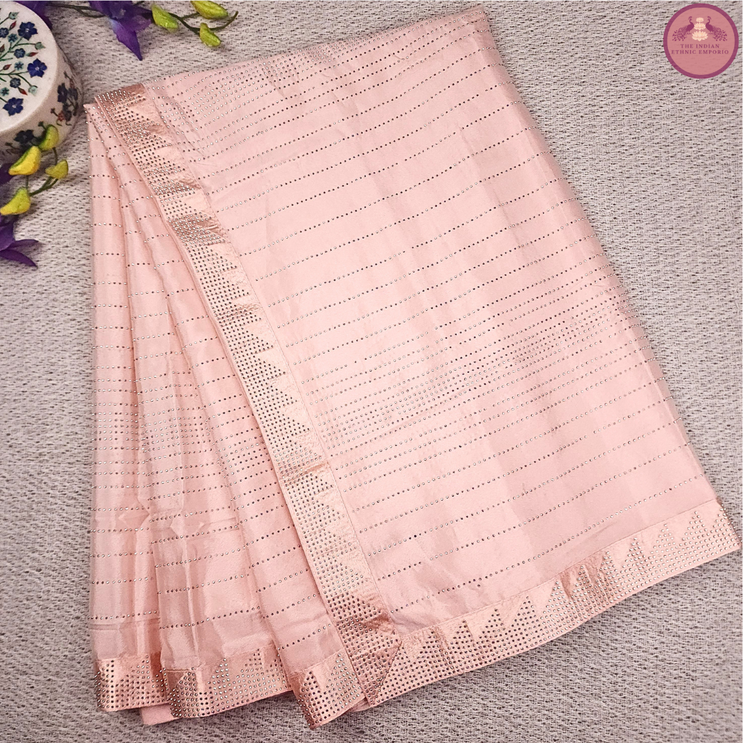 Pastel Hues - Satin Sarees with Swarovski Work