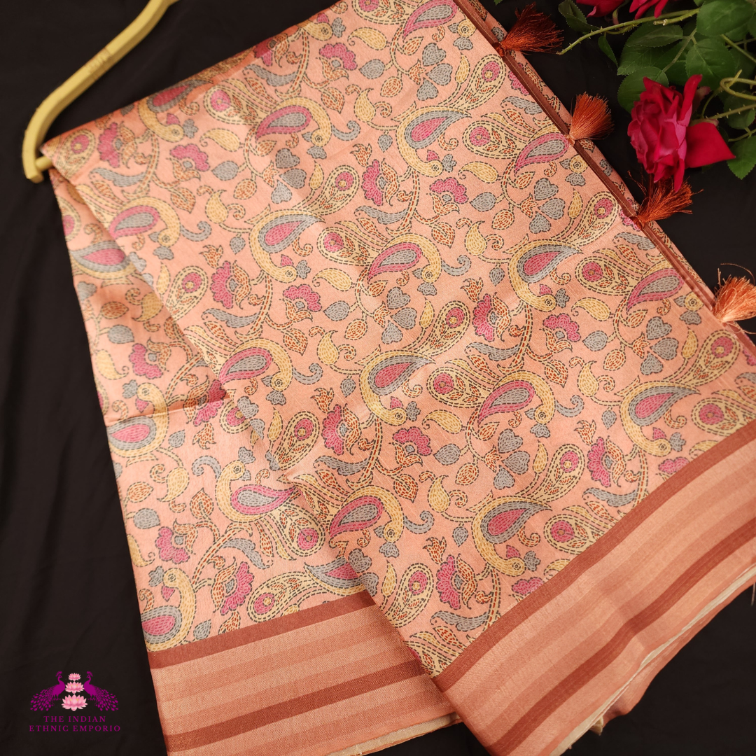 Tussar Silk Meenakari saree