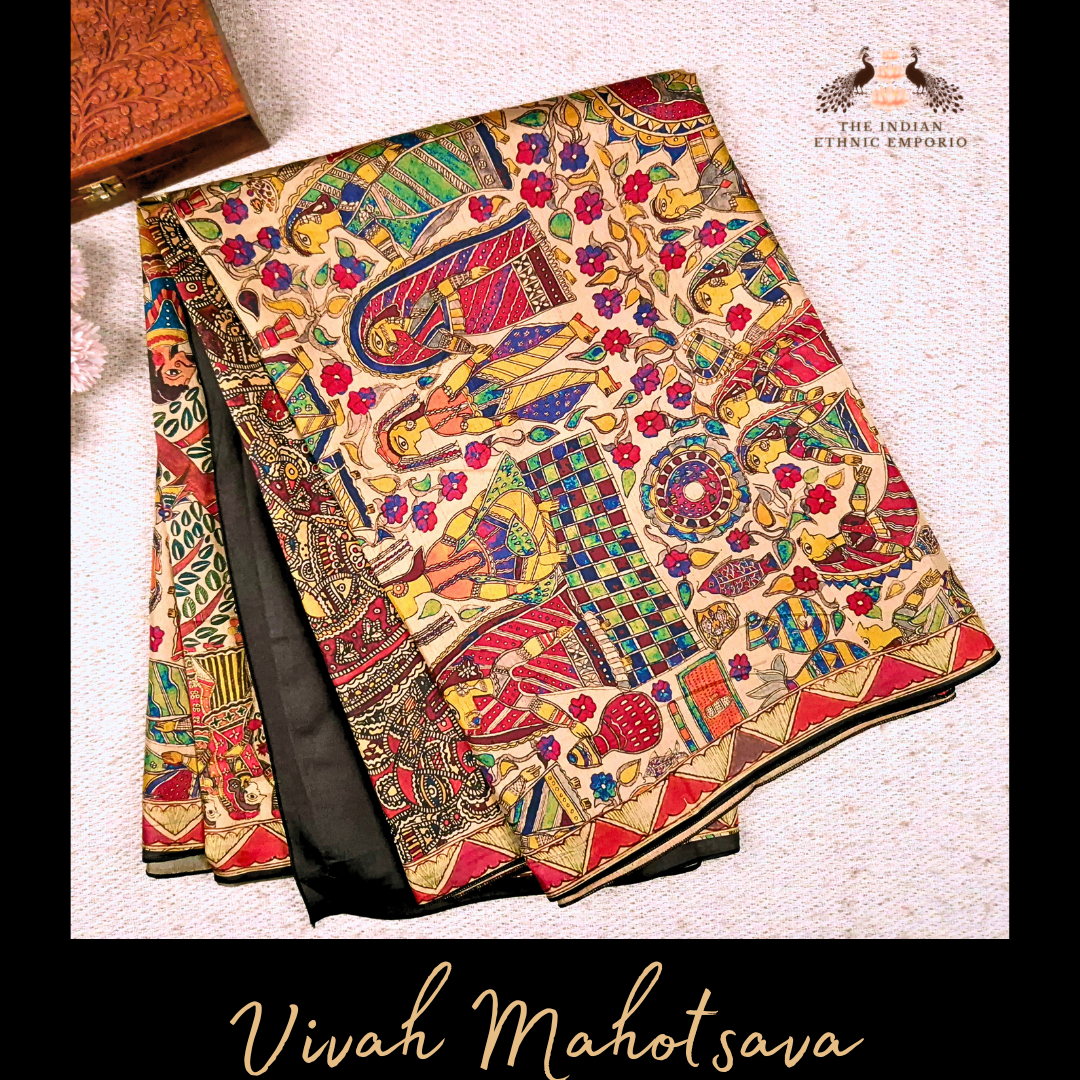 Vivah Mahotsava - Madhubani Print Tussar Silk Saree from THE SAREE STORY