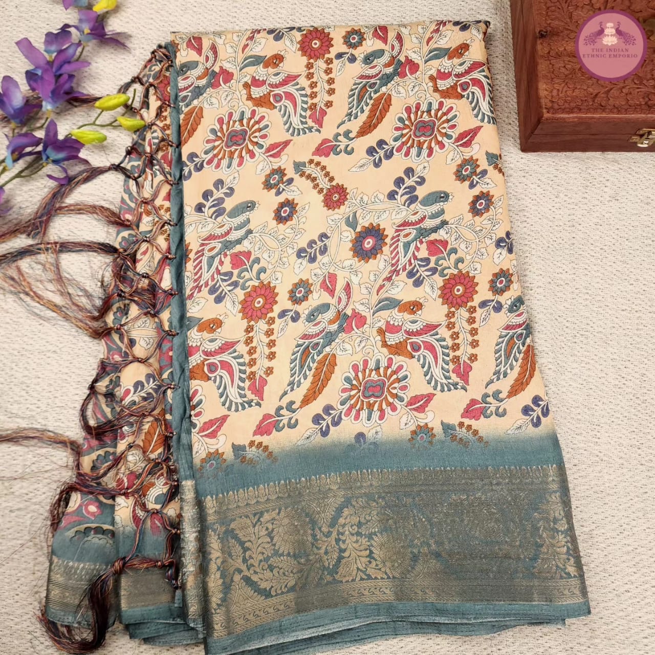 Kalamkari Print Sarees with Silk Border