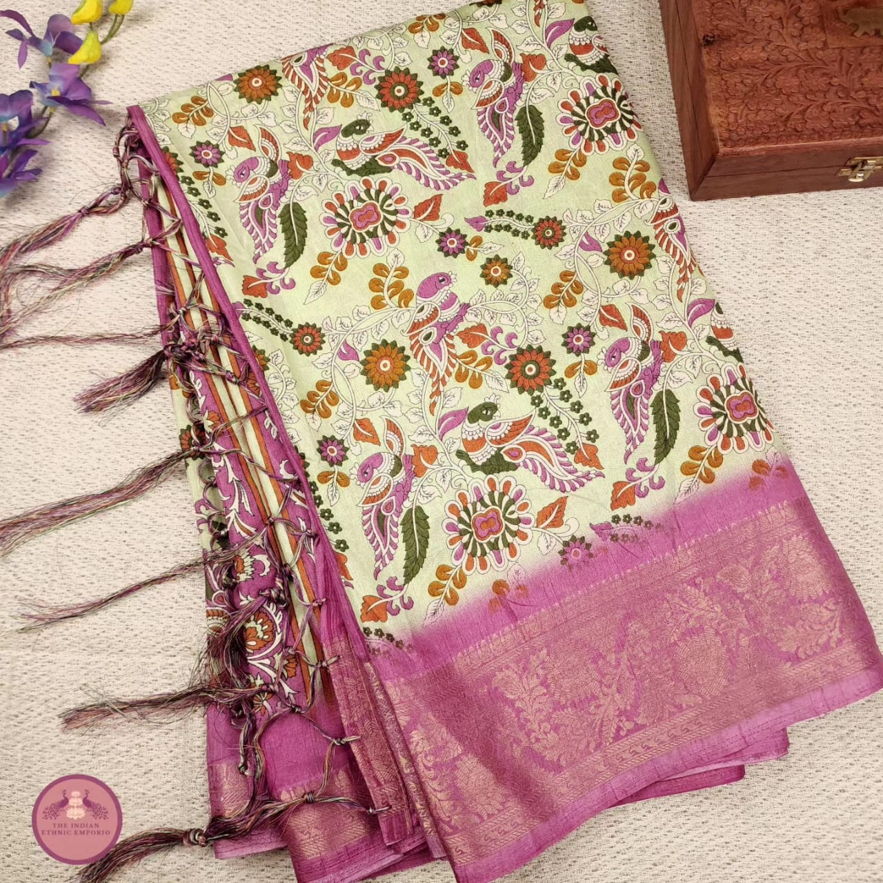 Kalamkari Print Sarees with Silk Border