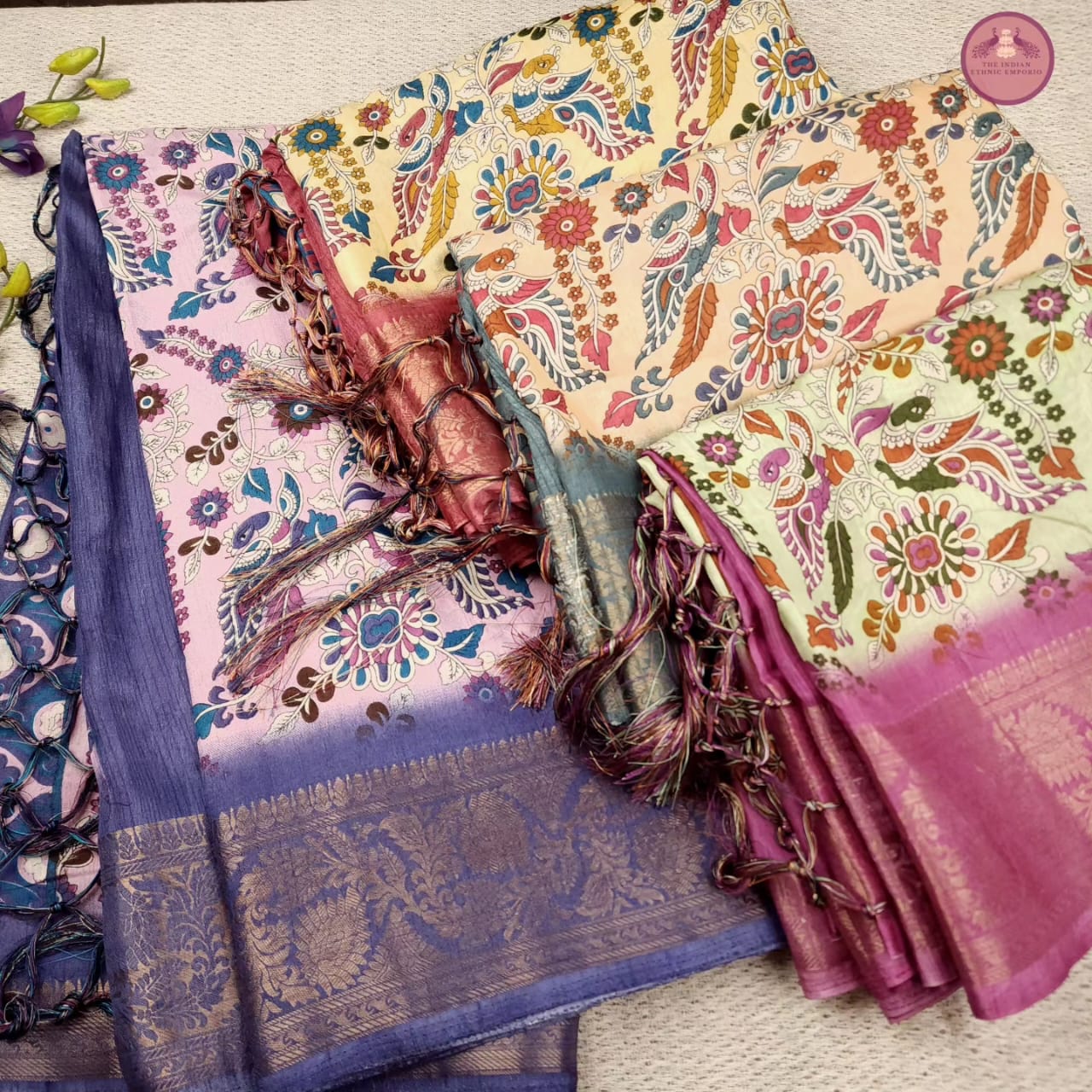 Kalamkari Print Sarees with Silk Border
