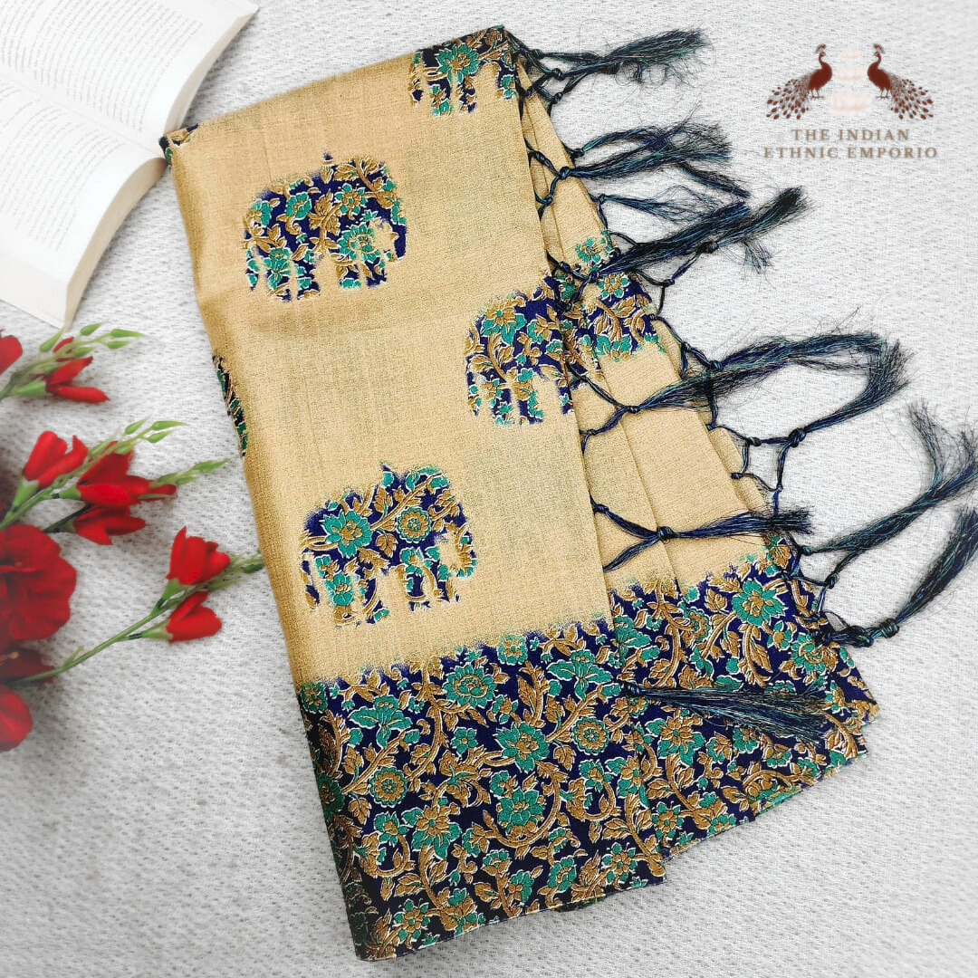Ajrakh Print Organic Silk Sarees