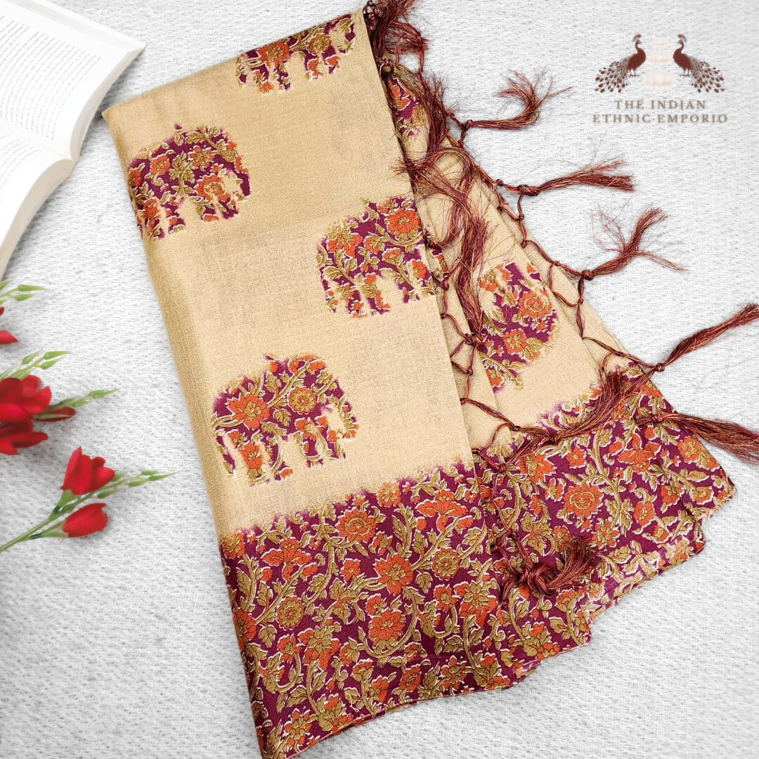 Ajrakh Print Organic Silk Sarees