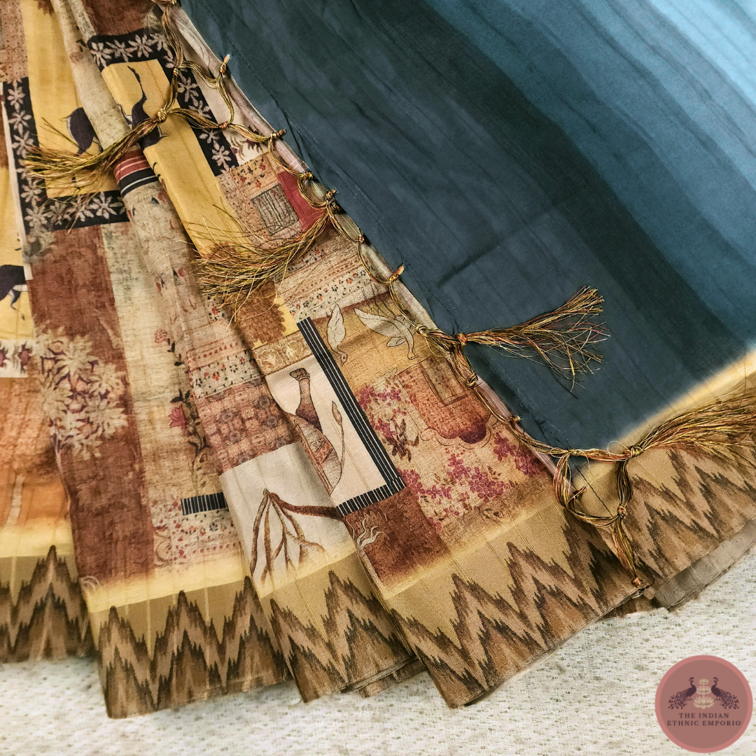 Rustic Beige color Gicha Silk Printed Saree From 'Gicha Glory' Collection- RUSTIC ROYALE