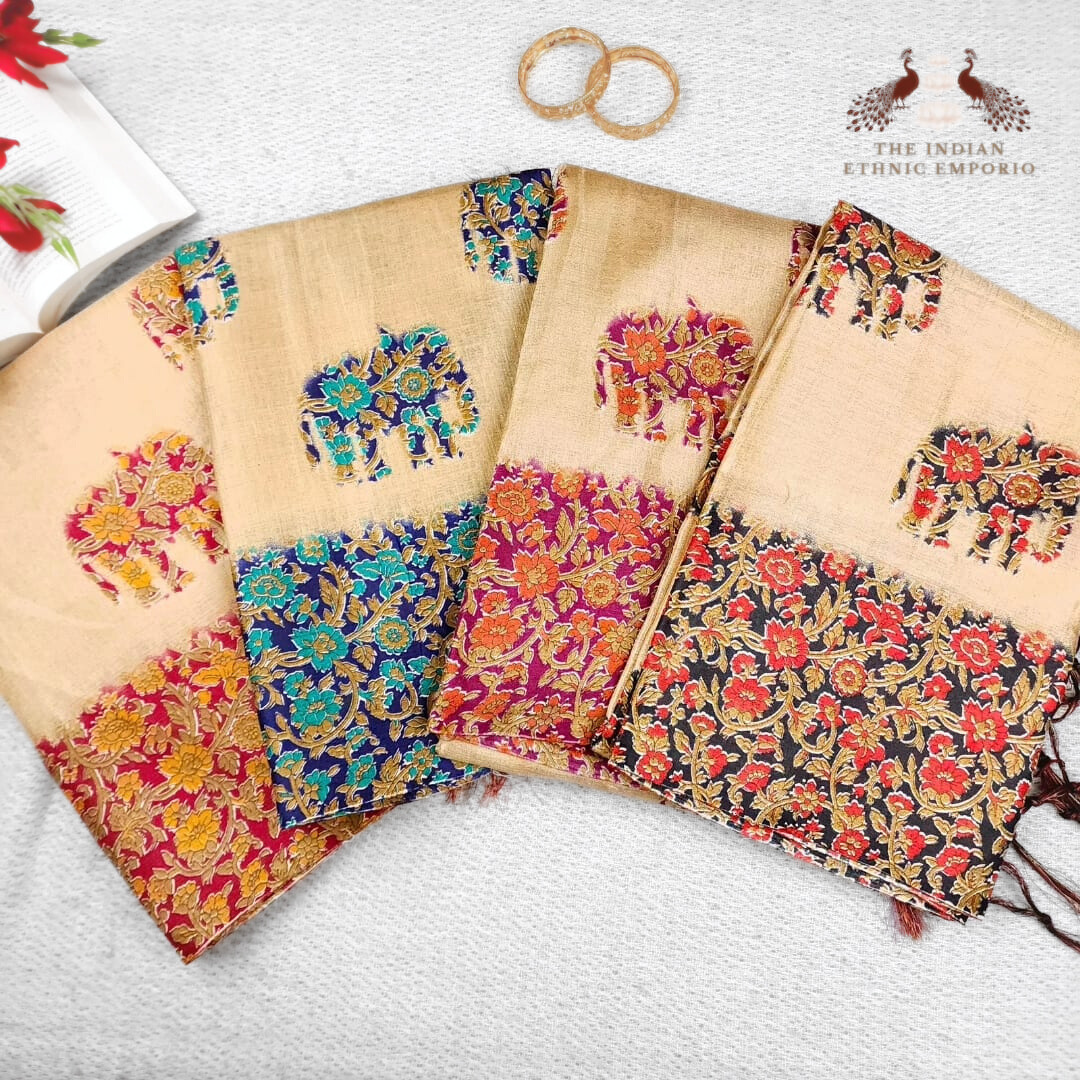 Ajrakh Print Organic Silk Sarees