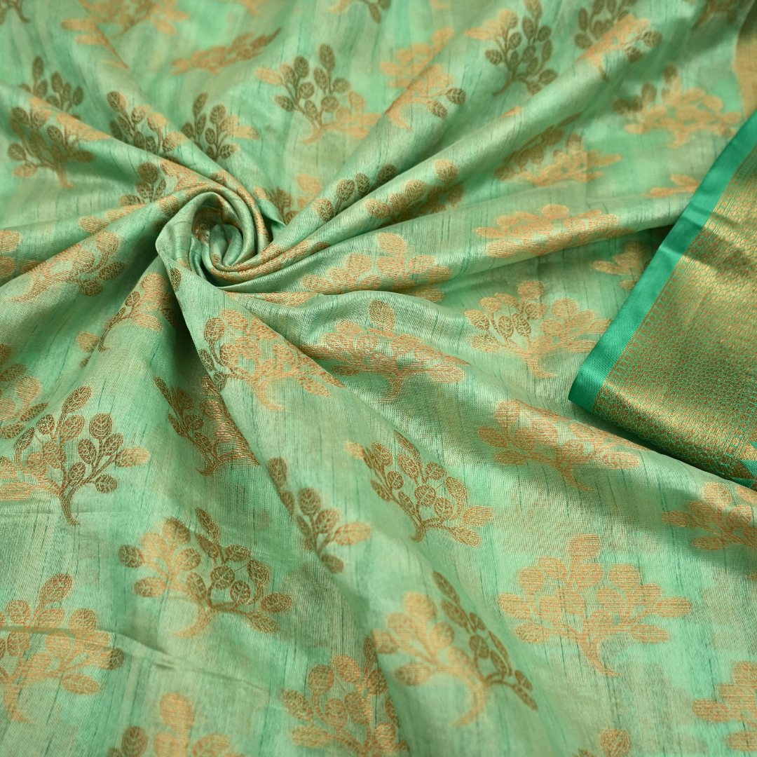 Komal Resham- Blue color banarasi Silk Saree with zari weaving with Floral Border for women