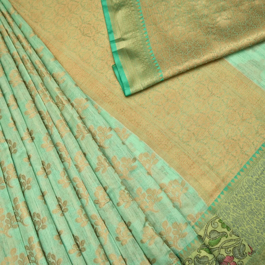 Komal Resham- Blue color banarasi Silk Saree with zari weaving with Floral Border for women