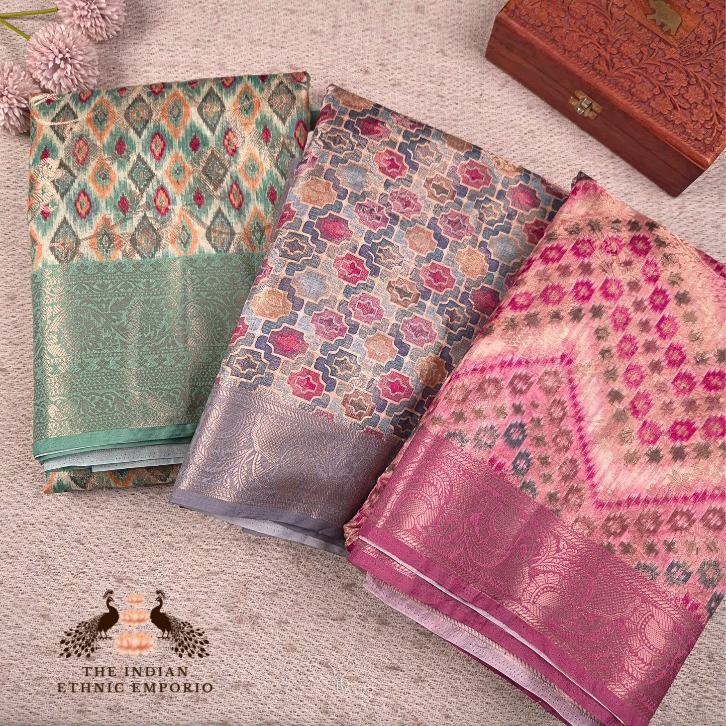 Premium Handloom Silk Saree with Block Print & Zari Weave