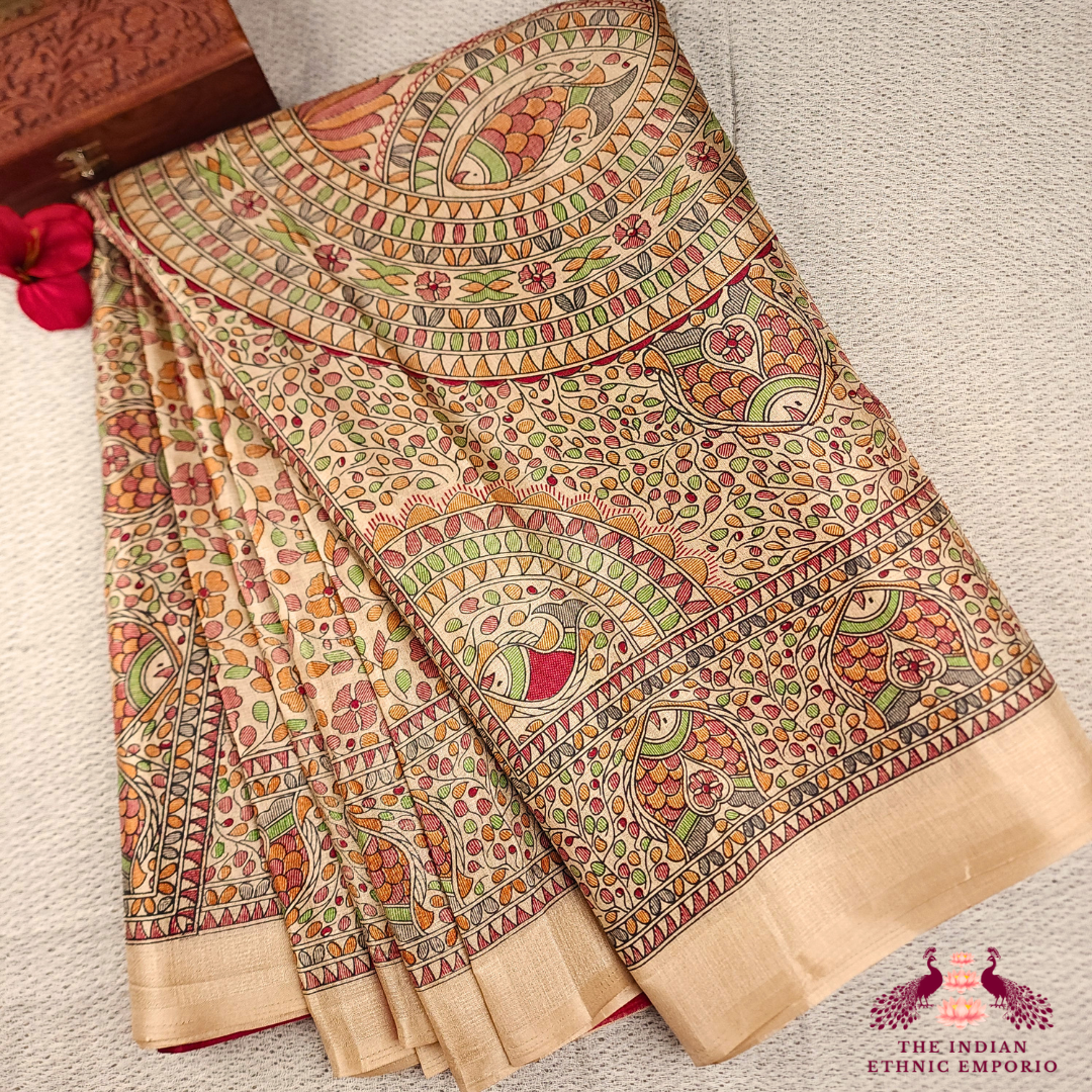 Madhubani Print Organic Silk Sarees