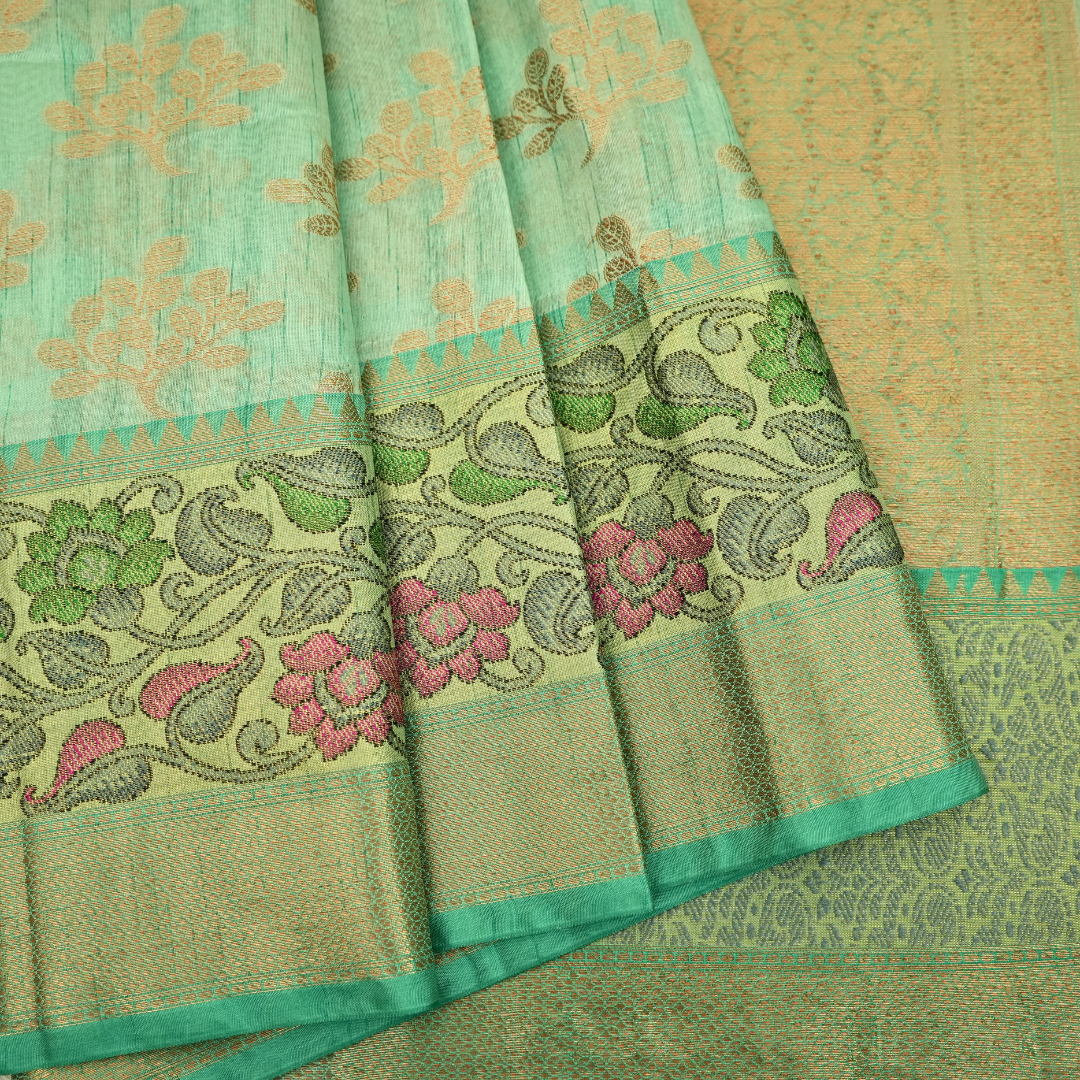 Komal Resham- Blue color banarasi Silk Saree with zari weaving with Floral Border for women