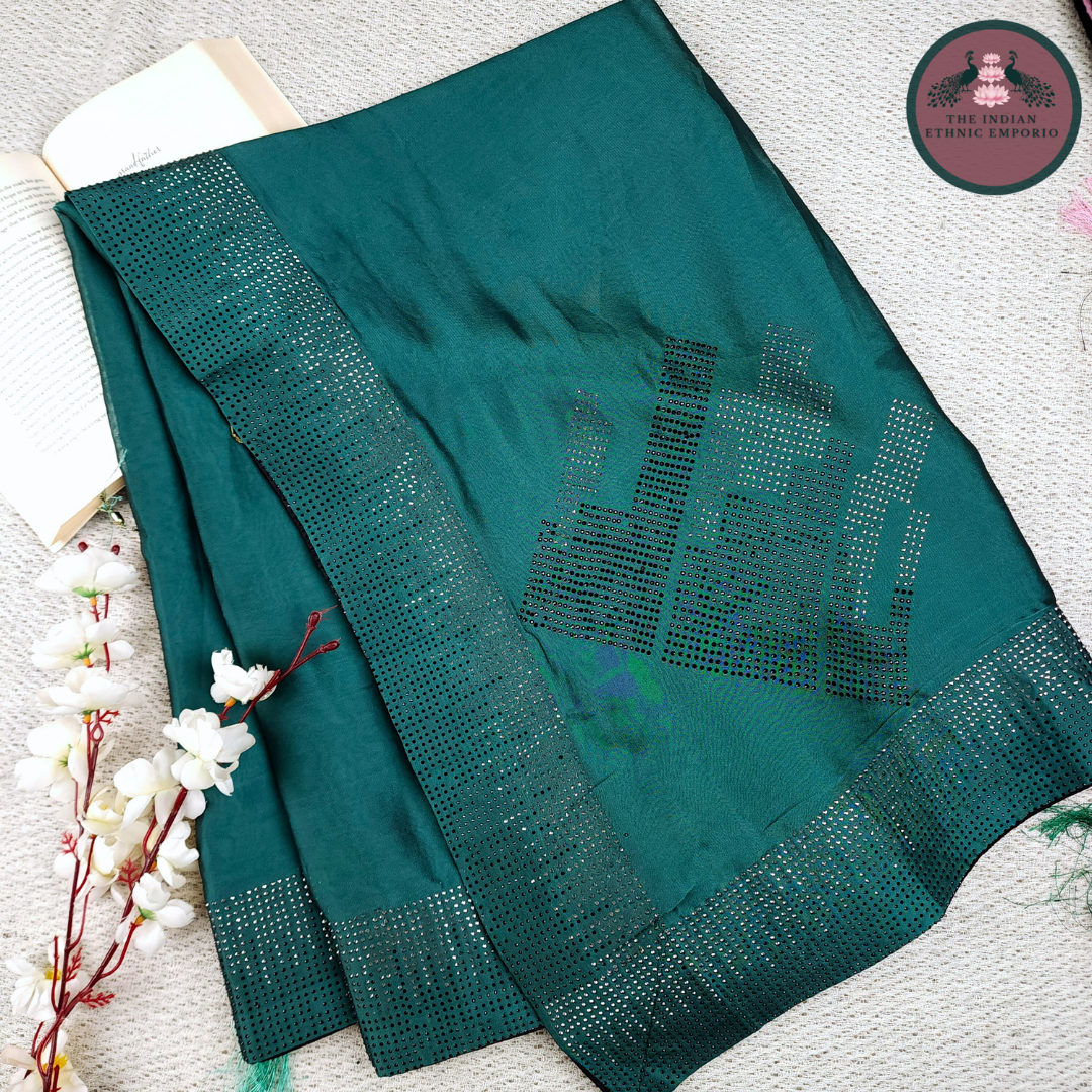 Satin Silk Swarovski Work Sarees