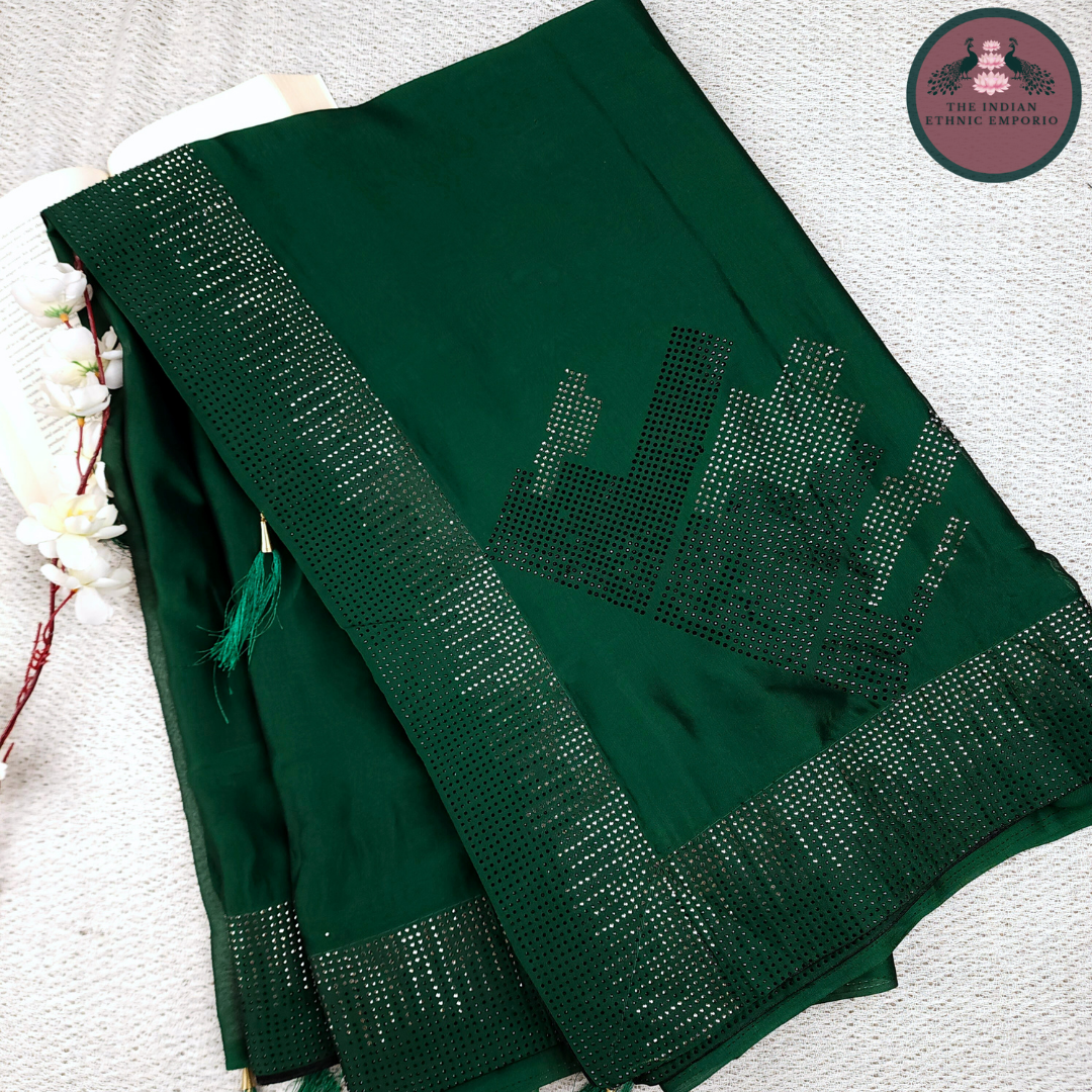 Satin Silk Swarovski Work Sarees