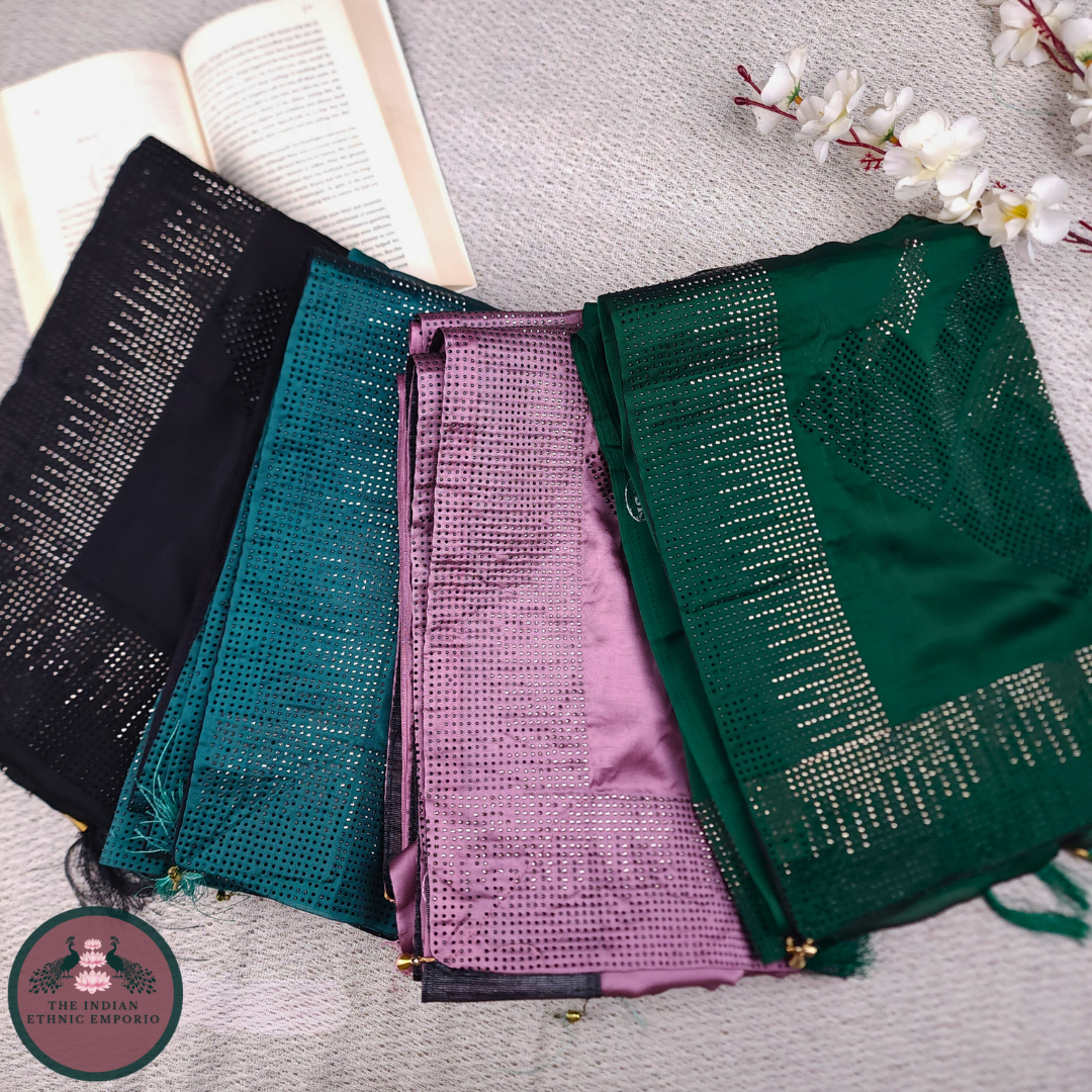 Satin Silk Swarovski Work Sarees