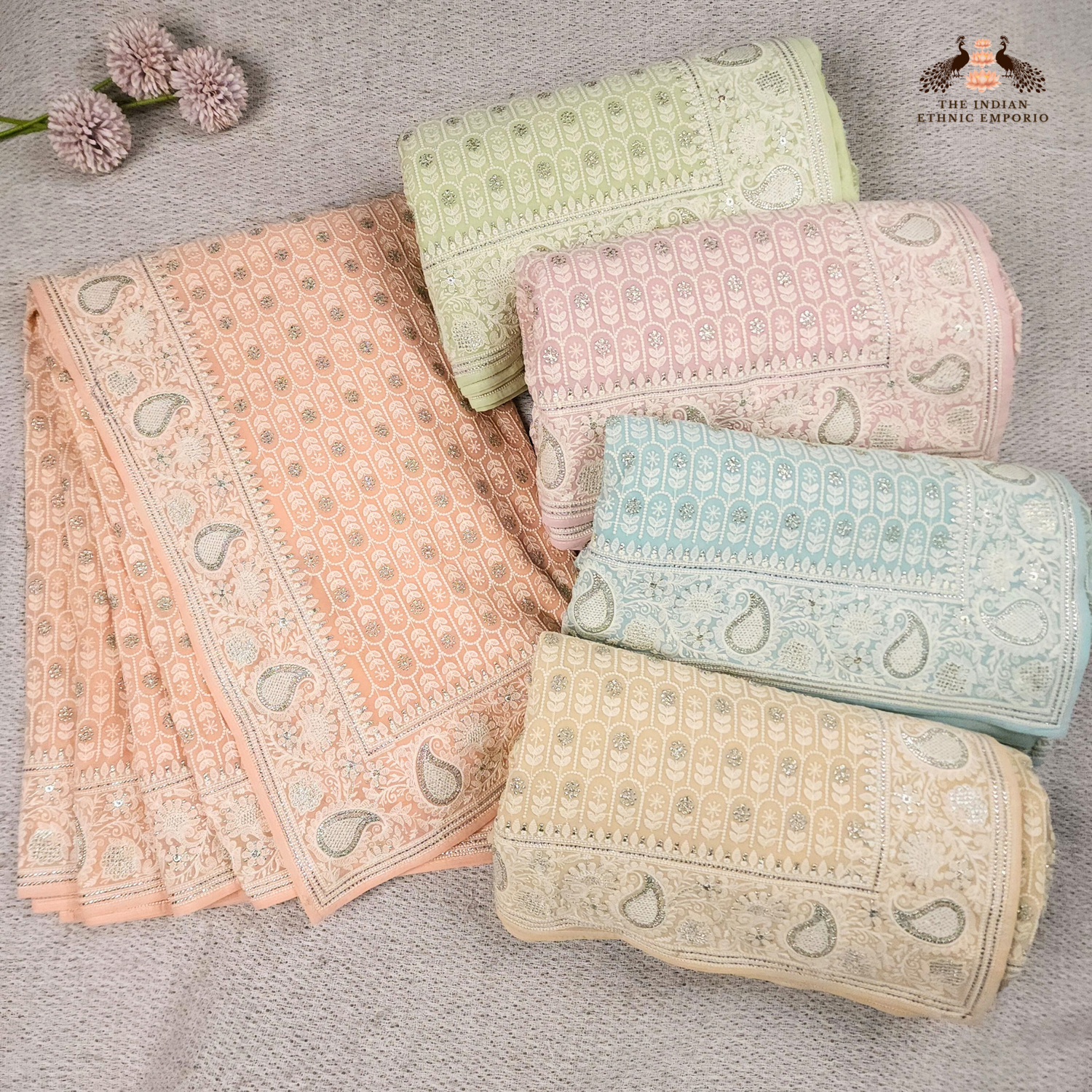 Chikankari Charm: Graceful Lucknowi Hand Embroidered Saree Collection