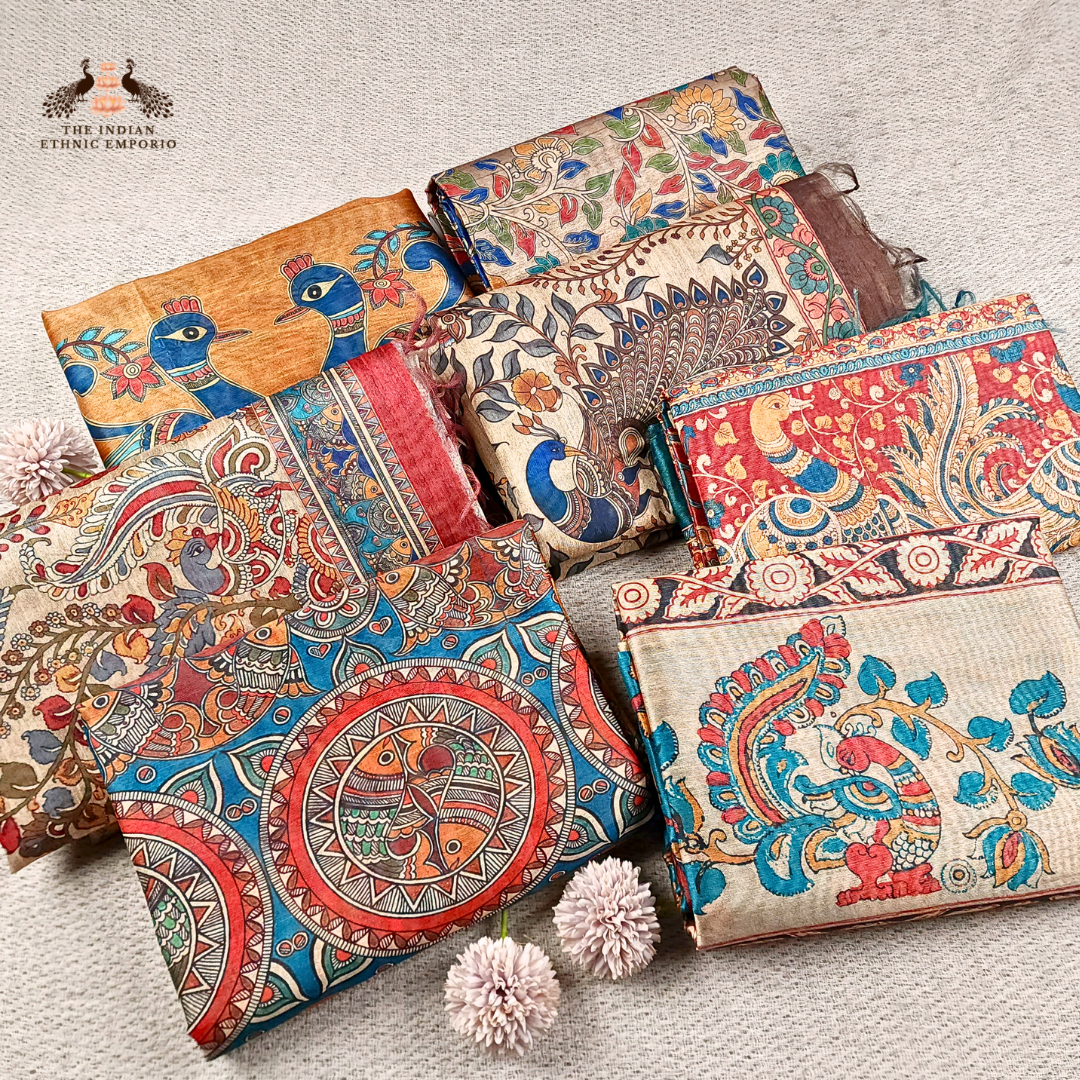madhubani hand block printed sarees