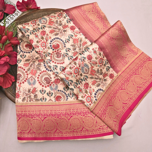 Gulabo Collection  – Ivory Petals with Floral Border for women