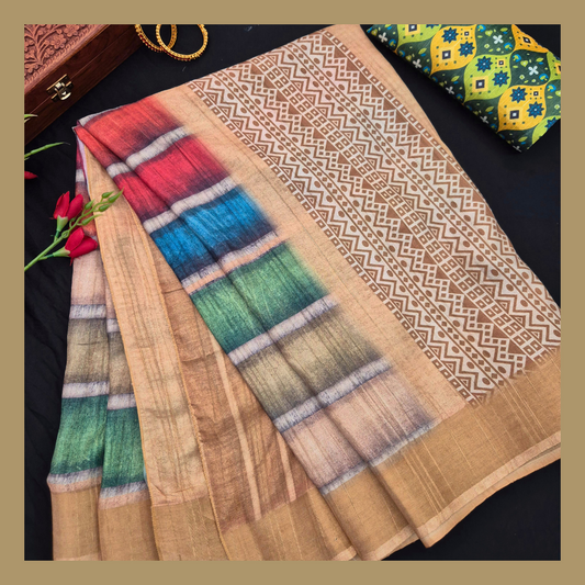 Satrangi Atrangi - Multicolor Premium Gicha Silk Saree for Women