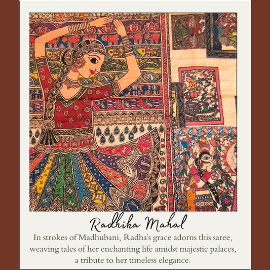 madhubani print saree - Radhika Mahal- inspired from Shri Radha Krishna 