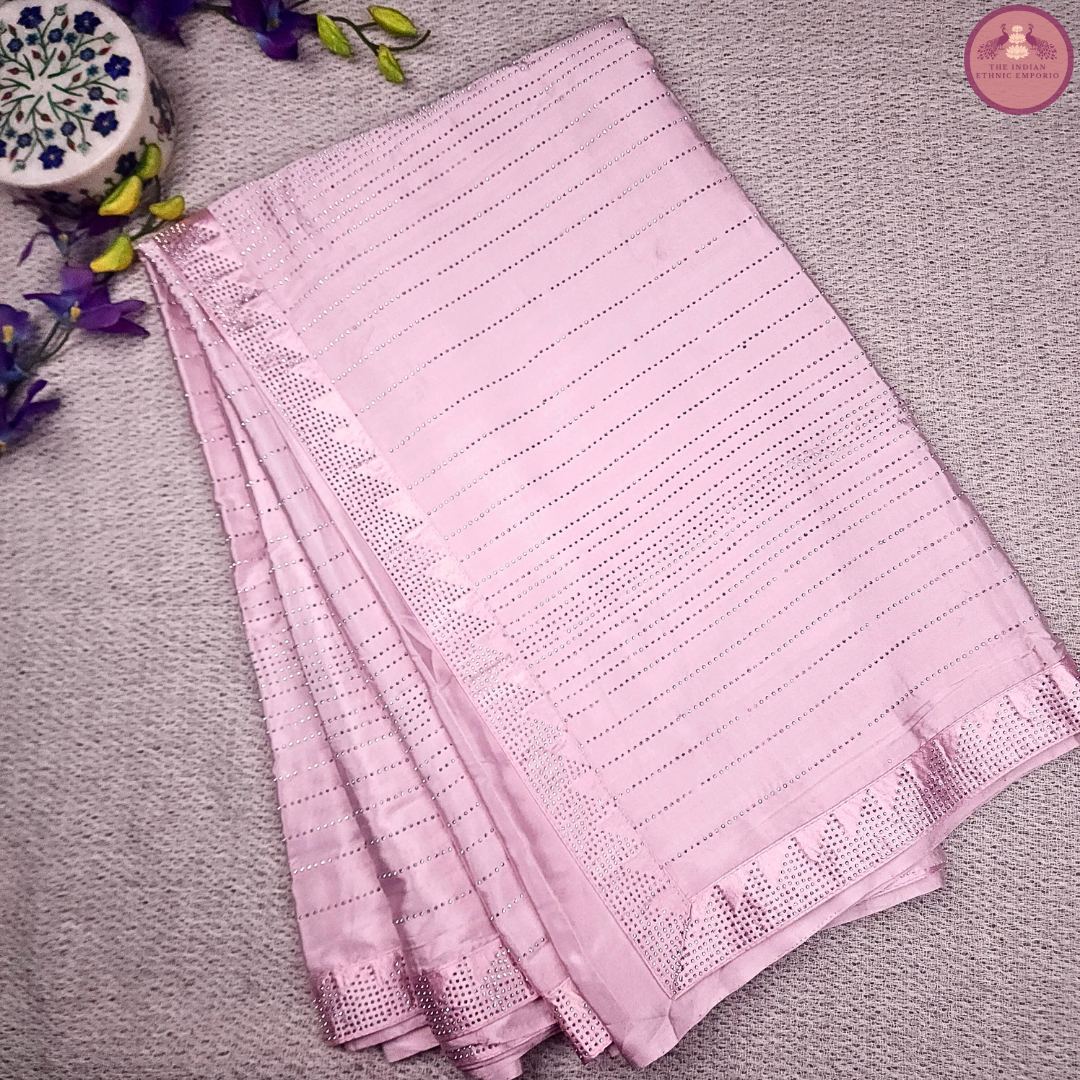 Pastel Hues - Satin Sarees with Swarovski Work