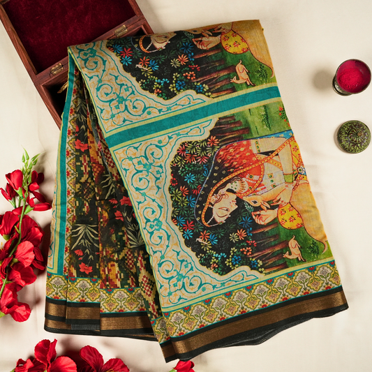 BEGUM BAGH – Banarasi Tissue Sarees in Grey & Pistachio Green | Regal & Lightweight