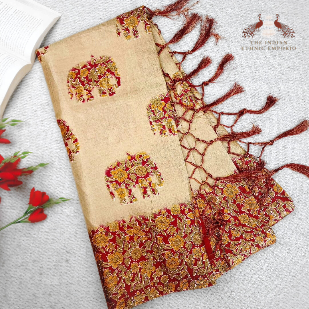 Ajrakh Print Organic Silk Sarees