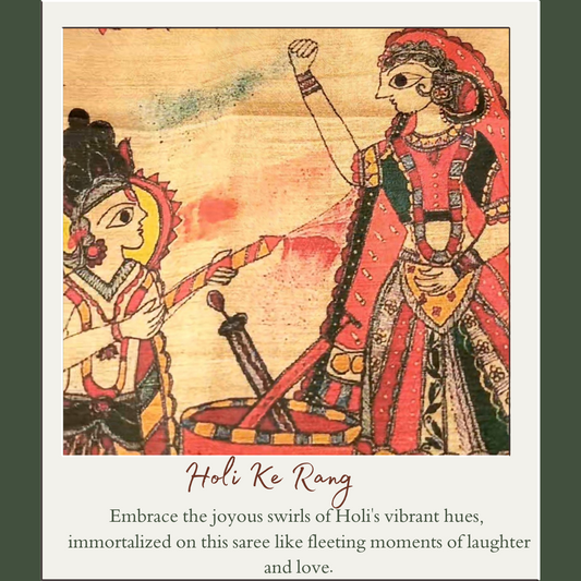 HOLI KE RANG - Madhubani Print Semi Tussar Silk Saree from THE SAREE STORY