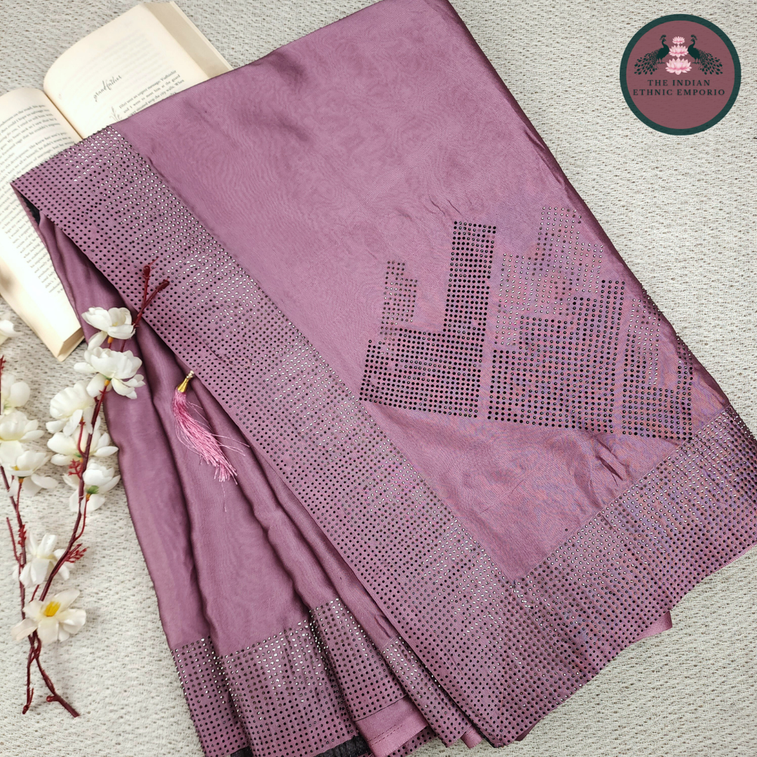 Satin Silk Swarovski Work Sarees